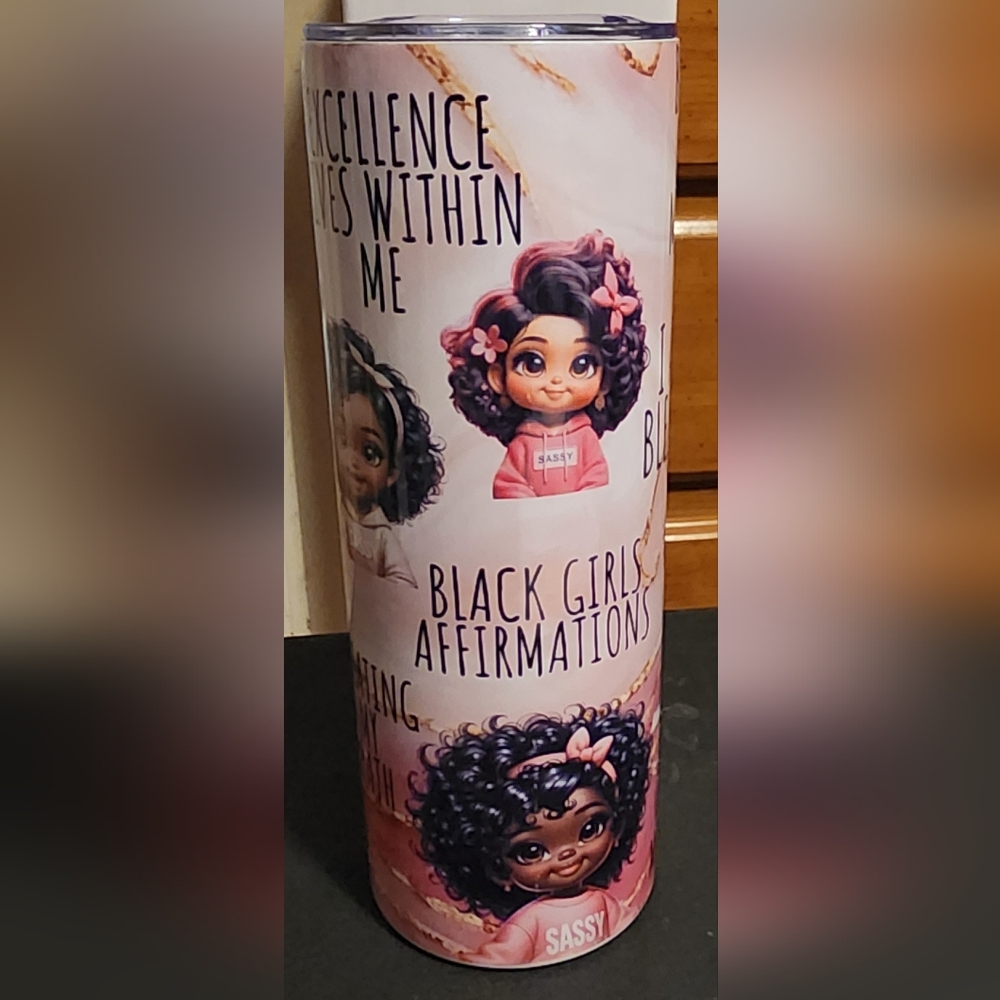 Affirmation Tumbler with Cute Character Design
